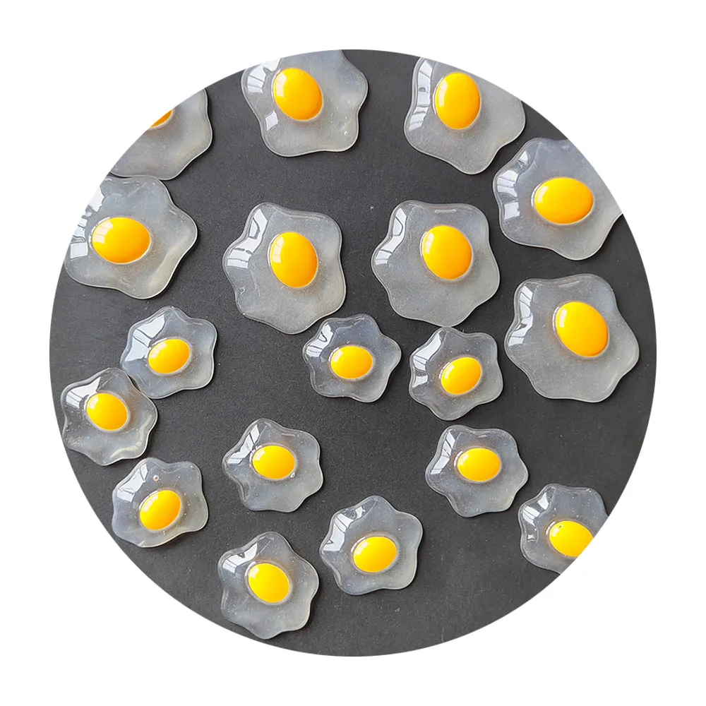 Resin Clear Fried Eggs Flat Back Cabochons Scrapbook Embellishments DIY Hair Bow Center Accessories Phone Case Art Patch