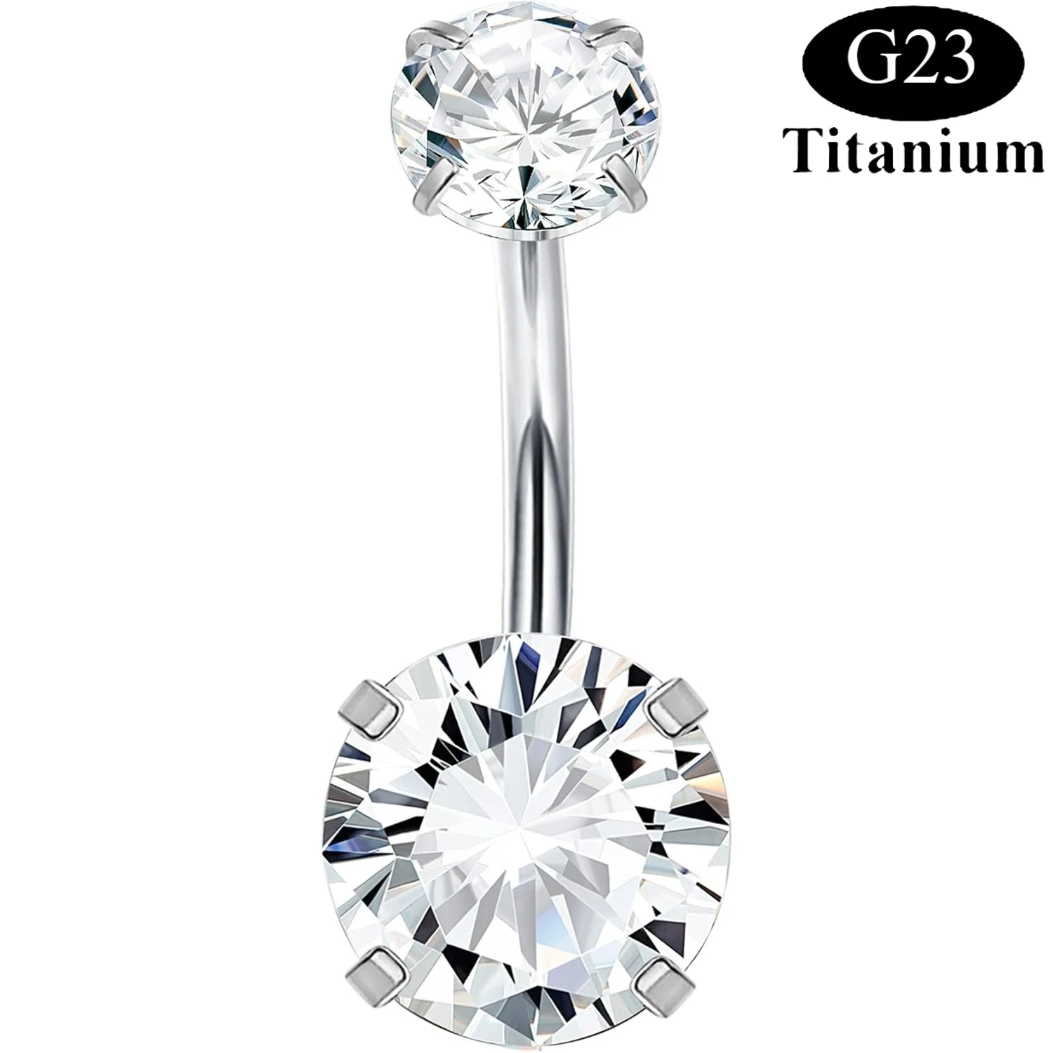 ORAZIO G23 Titanium Belly Button Rings for Women 14G 10MM Long Belly Piercing Barbells Silver-plated Navel Body Piercing Jewelry