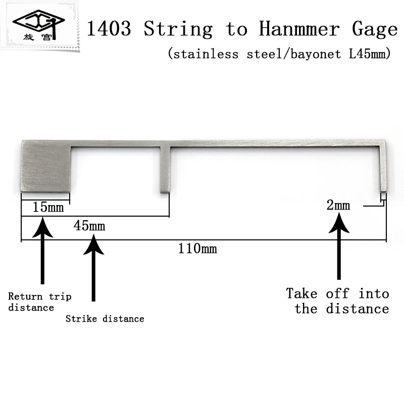 Klavierwerkzeuge, Stimmgereedschaft 1403, 1403A, 1403B, Saitenabstands-Messinstrument, Einstellbar für Flügel – Detail 2