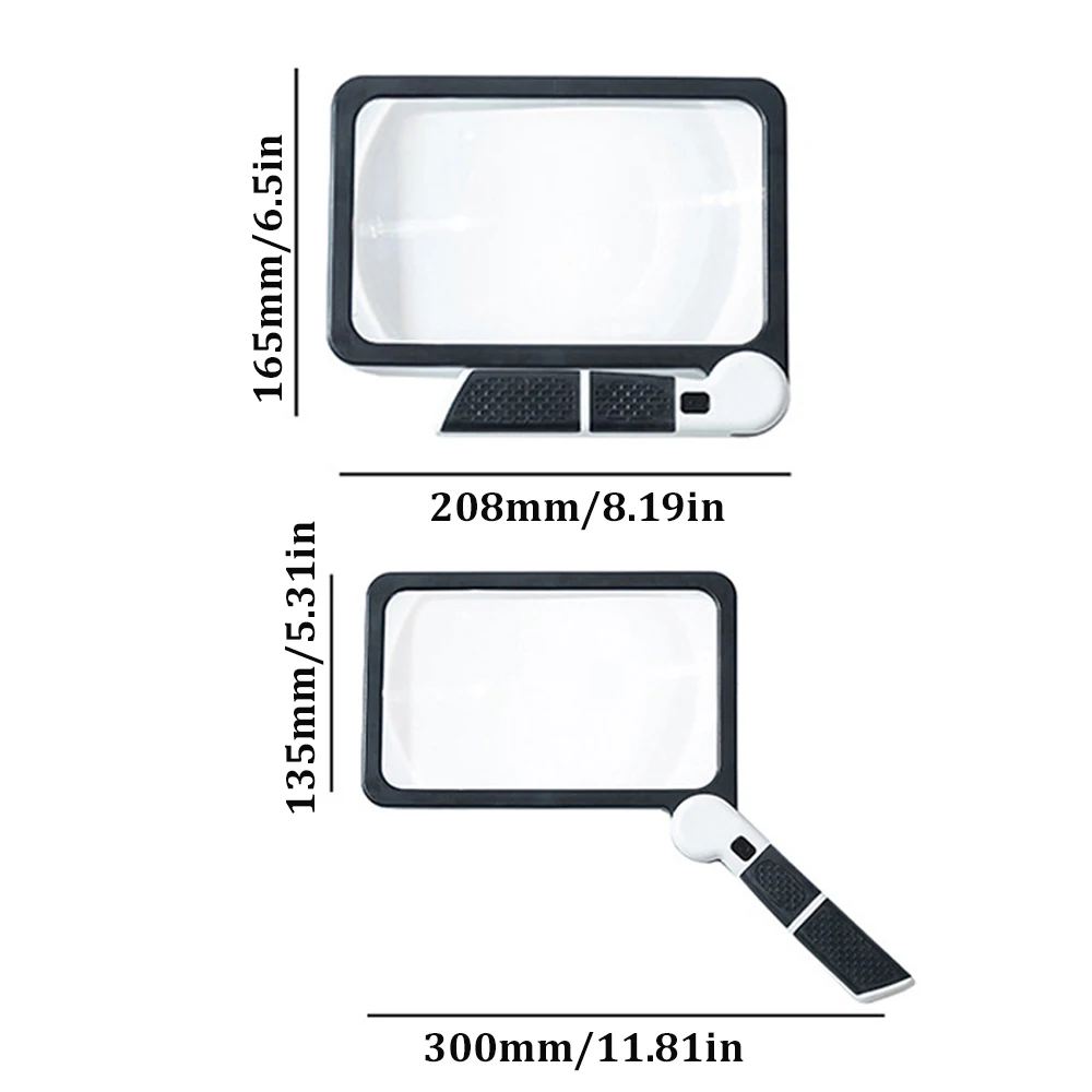 Elderly LED Reading Magnifying Glass With 48 LED Warm and Cold Light Folding Design Handheld Square Reading Magnifier