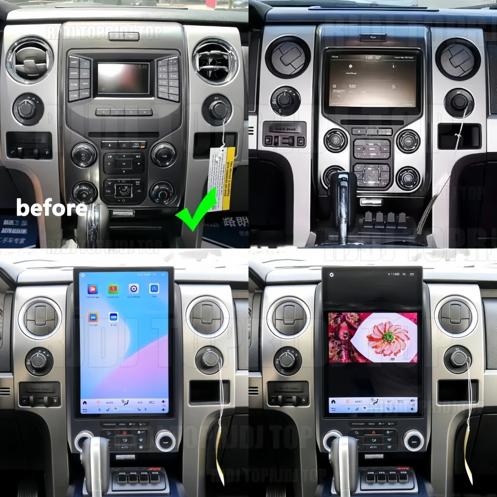 Écran tactile Android Auto 14 pouces pour Ford F150 2013 2014, CarPlay, GPS, navigation, lecteur multimédia vidéo, autoradio, unité centrale