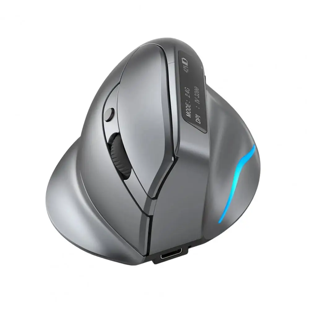 

Mute Vertical Gaming Wireless Mouse 2.4GHz Bluetooth Dual Modes LCD Display DPI Adjustable Ergonomic Office Mouse