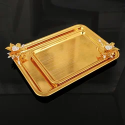 PEANDIM Creative Gold Metal Violet Flower Tray Hotel Fruit Tray Home Table Pastry Plate Wedding Party Cake Dessert Snack Charger