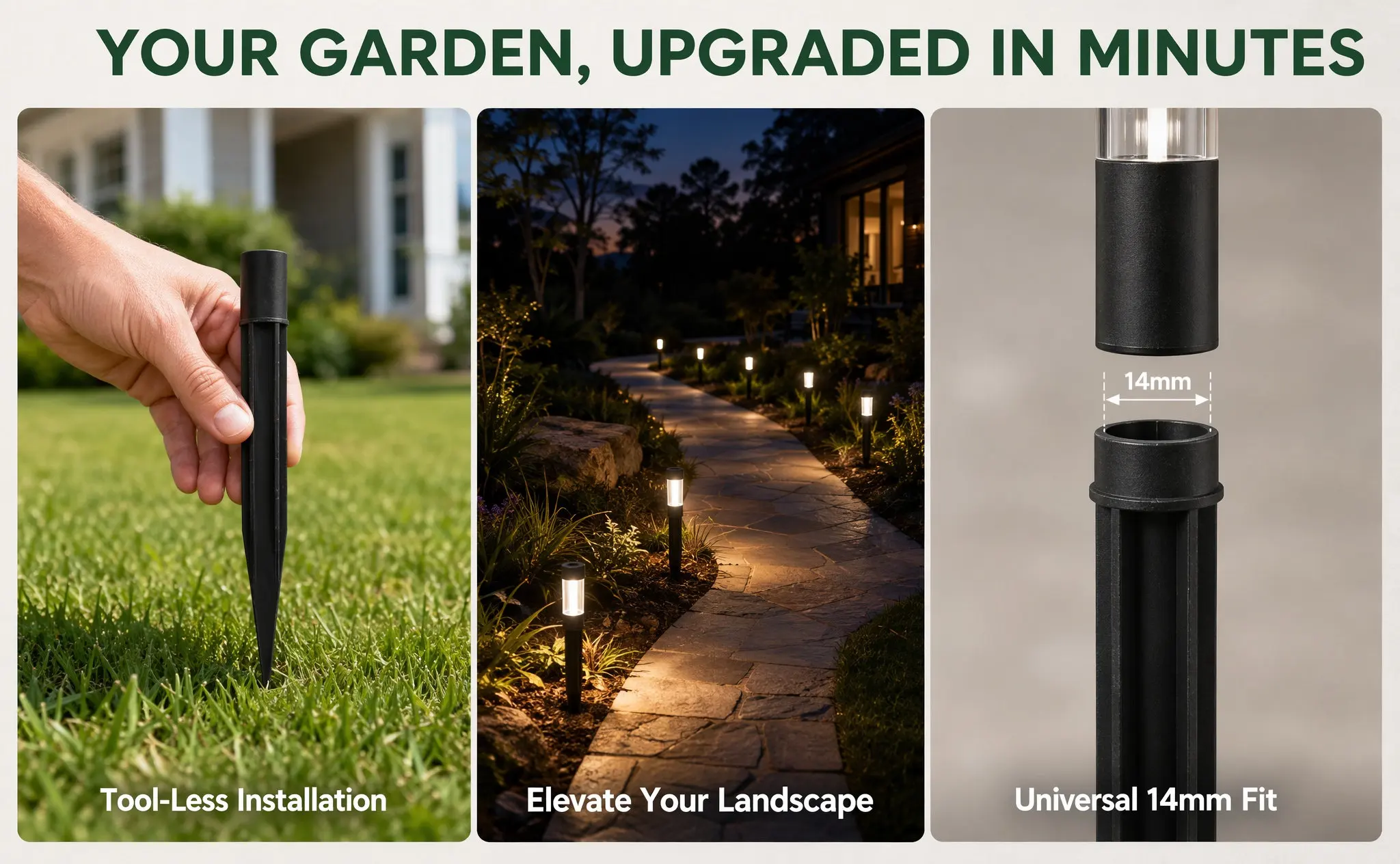 Solar Lawn Light Ground Stakes 10 Pack Plastic Outdoor Garden Pathway Lamp Spike Holders for Yard Decor