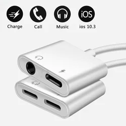 2 In 1 Audio Adapter Charging Earphone Cable For iPhone 15 14 Aux Headset Connector Lightning to 3.5mm Jack Headphone Splitter