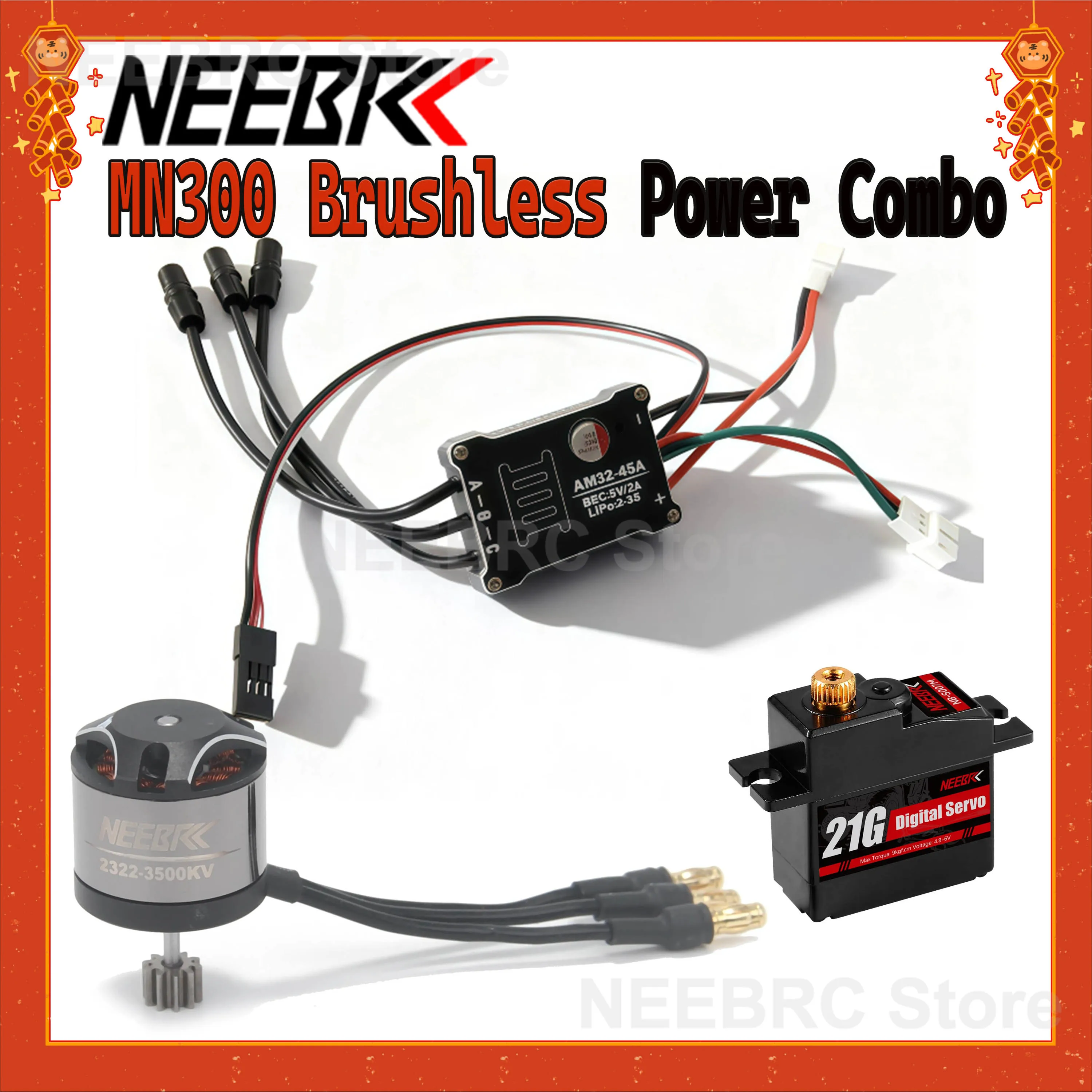1/12 RC Car Crawler MN300 2322 2600KV 3500KV Brushless Motor AM32 45A Metal ESC 21g Servo for Tank 300 Upgrade Power Kit