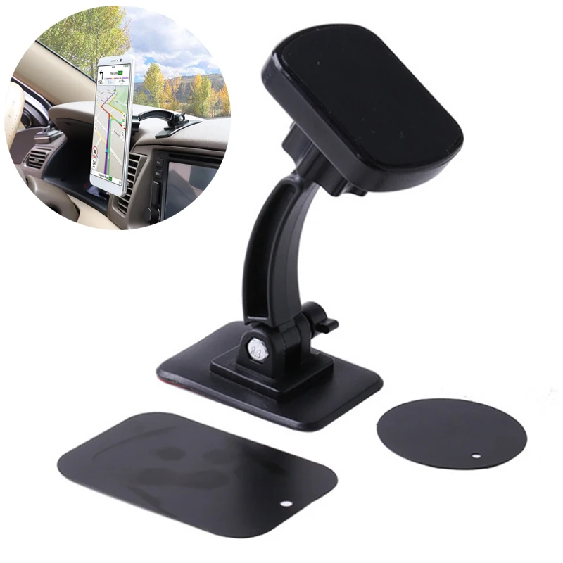 Universal Car Magnetic Phone Holder Adjustable Dashboard Mount Dash Magnet Bracket 360° Rotating Paste Mobile Phone Stand Mount