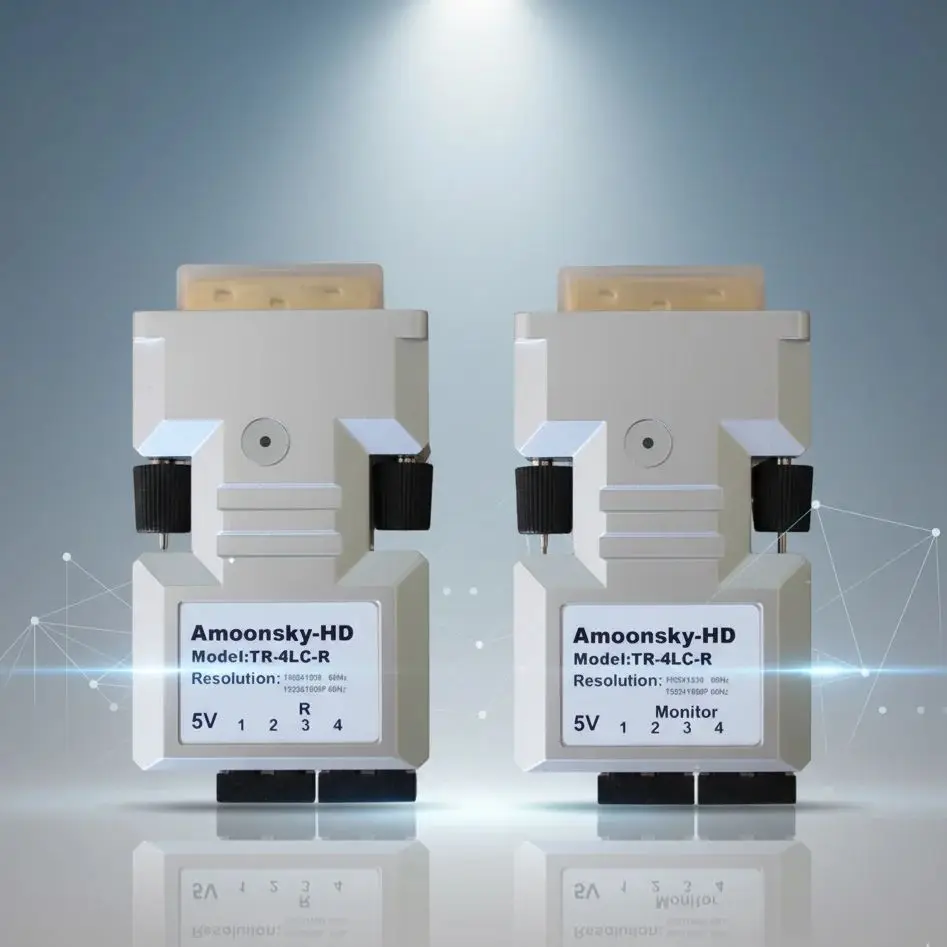 جهاز نقل فيديو من الألياف الضوئية موسع إشارة DVI الرقمي غير المضغوط للعرض الصناعي لمسافات طويلة