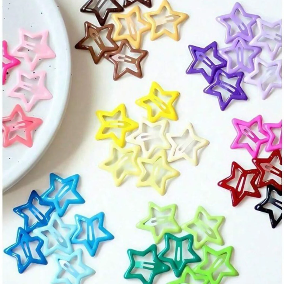 10/30/50pcs Colorful Star BB Hair Clips Girls Y2K Cute Star Barrettes Women Simple Metal Snap Clip Headdress Hair Jewelry Access