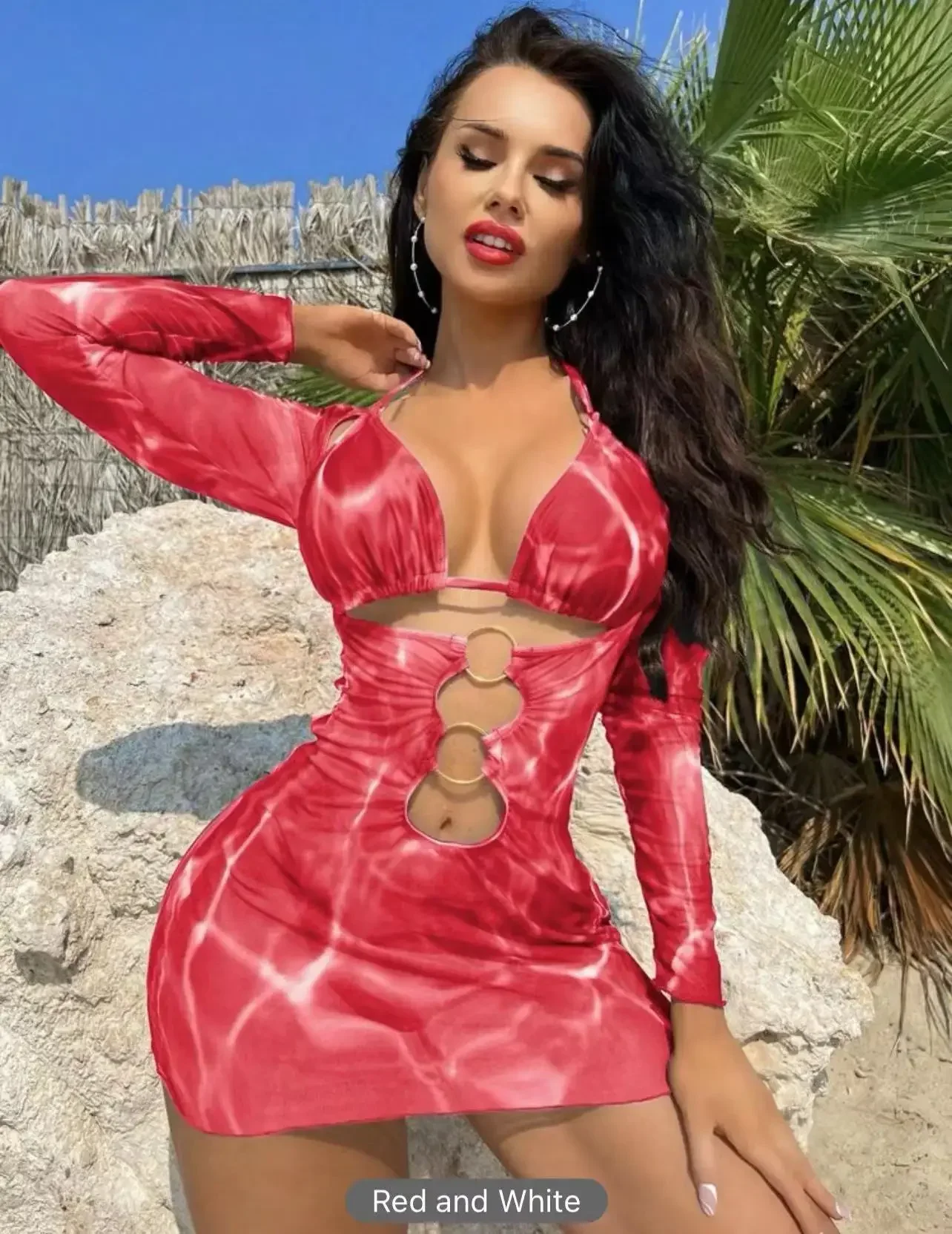 طقم بيكيني مثير متعدد الألوان مكون من ثلاث قطع بأكمام طويلة لتغطية الحماية من الشمس ملابس سباحة مثلثة منفصلة من البر الرئيسى للصين #2