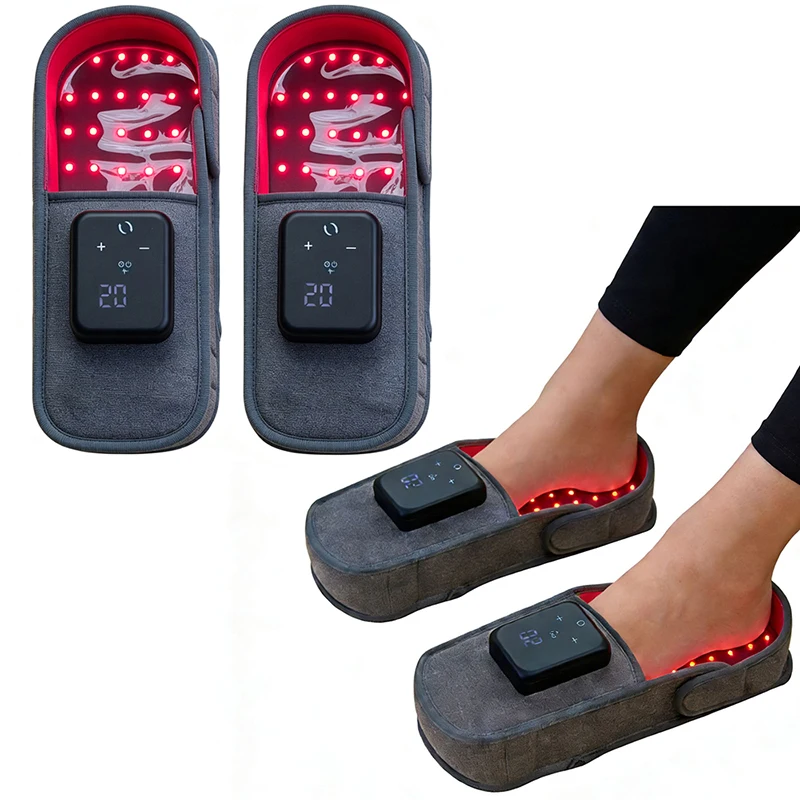 90 Lights Beads Red Light Infrared Therapy Slippers for Foot 660nm&850nm Pain Relief & Improved Blood Circulation Rechargeable