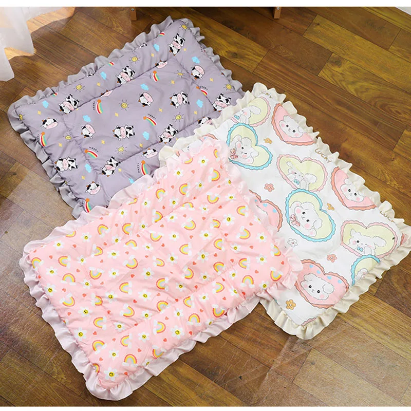 Warm Dog Bed Sofa Pet Sleeping Mat Flannel Lace Mattress for Small Large Dogs Blanket Double-Sided Puppy Mat Bed Pet Supplies XS