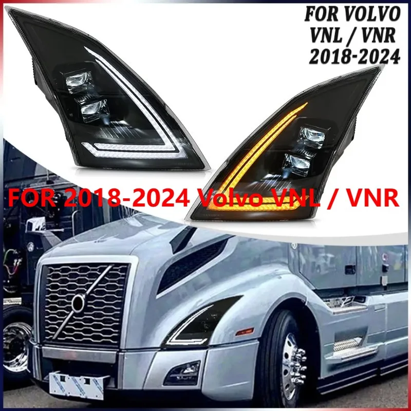 

Для Volvo VNL/VNR 2018-2024, 1 пара светодиодных фар проектора с ДХО и анимацией