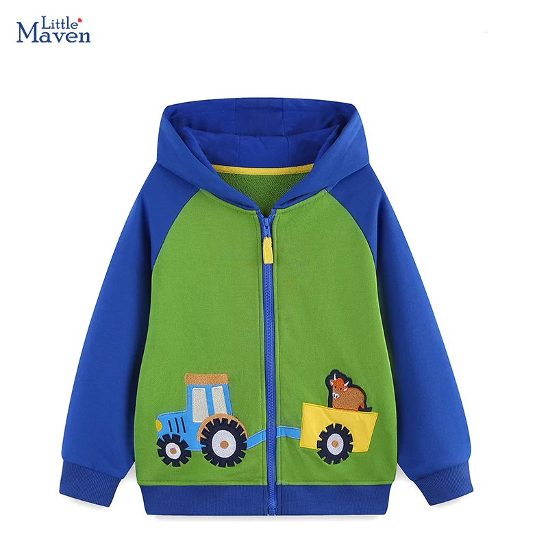 

Little maven Kids Clothes Autumn Baby Boys Coats Cartoon Excavators Children's Clothing Cotton Spring Sweatshirts with Zipper