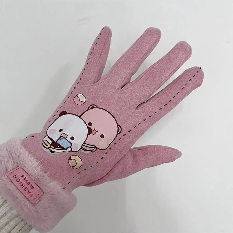 2025 New Panda Bubu And Yier Cartoon Series Warm Gloves Cute Pattern Bubu And Dudu Cartoon Panda  Outdoor Cycling Warm Gloves