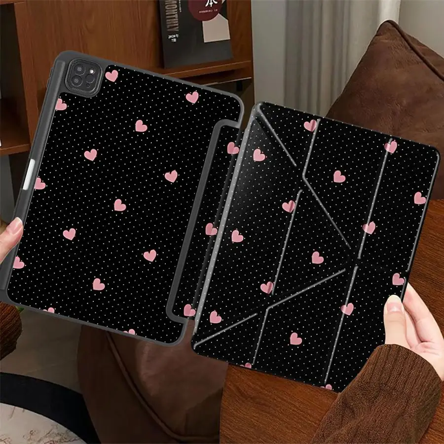 

Tablet Case For iPad Pro 11th 10th 9th 8th 7th 12.9inch Pro 2025 Air 4 5 M3 M2 M4 11inch Mini 6 7 Holder Cover Pink Heart