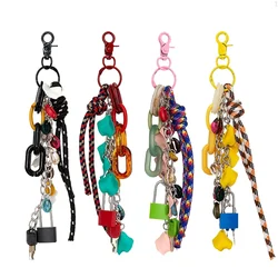 DIY Color Braided Keychain Creative Mobile Pendant Multifunctional Bag Lifting Couple Lock Chain Keychain Home Decoration