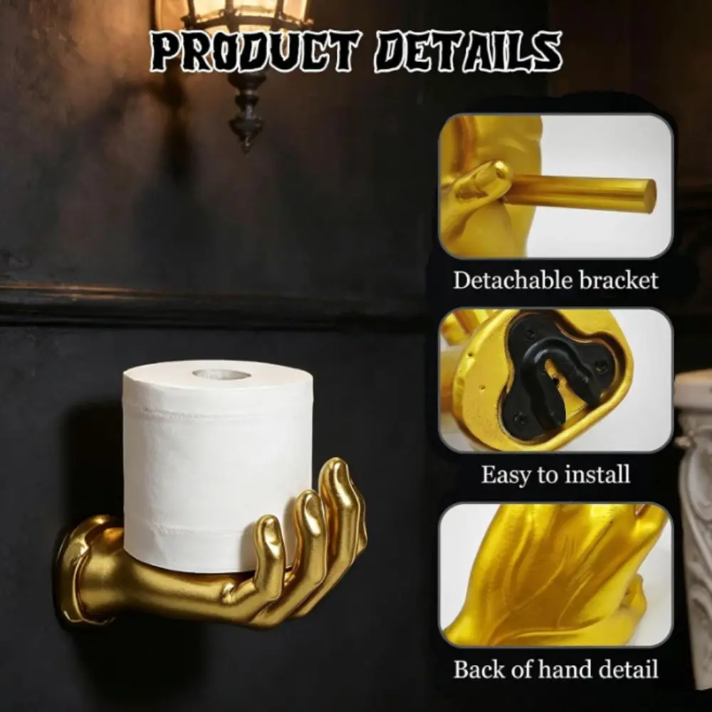 Gothic Style Toilet Paper Decoration Box Black Black White Toilet Paper Holder Wall Mounted Hand-Shaped Tissue Storage Stand