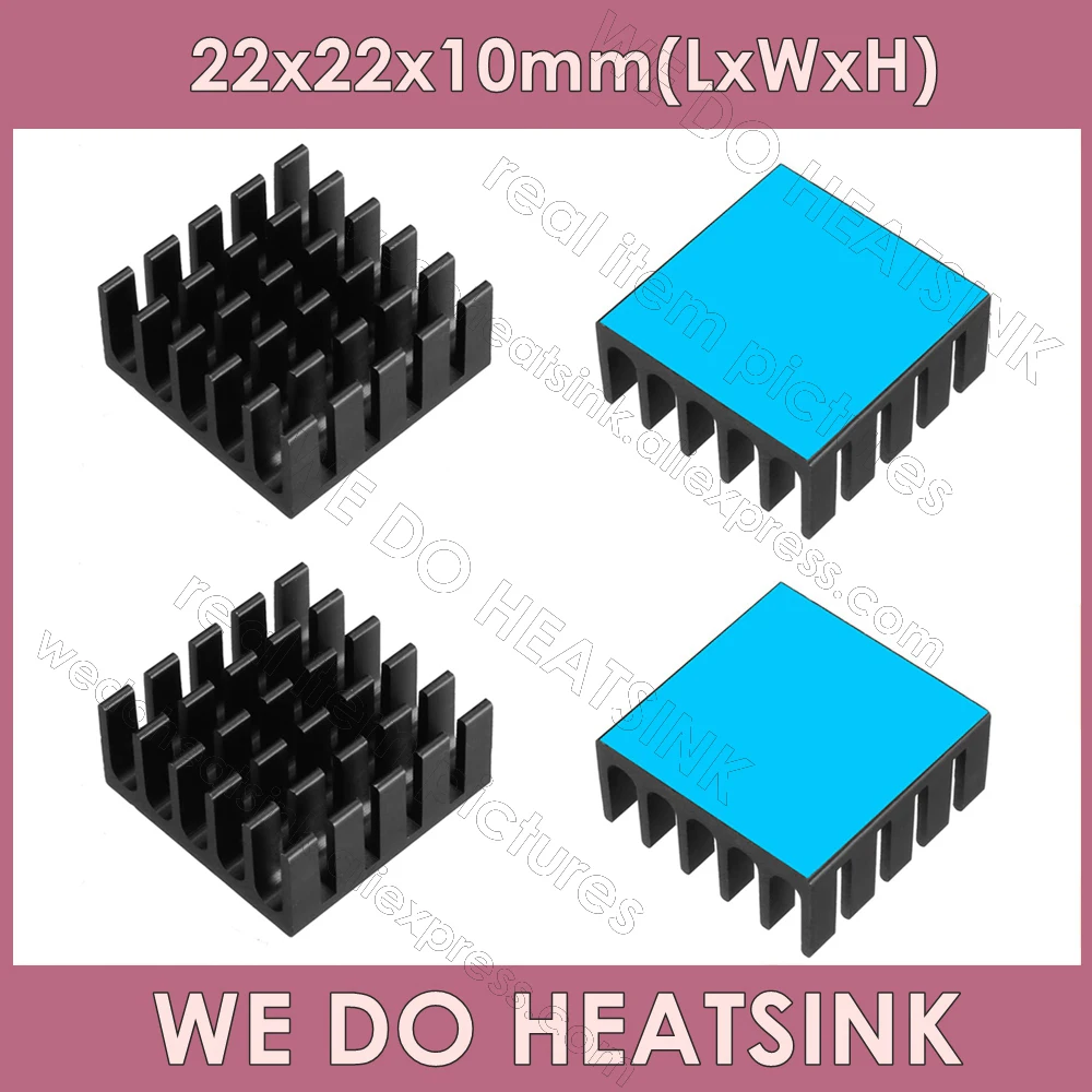 

WE DO HEATSINK 22x22x10mm Without or With Thermal Pad Black Anodized Aluminum Heat sink Chipset RAM Radiator Heatsink Cooler