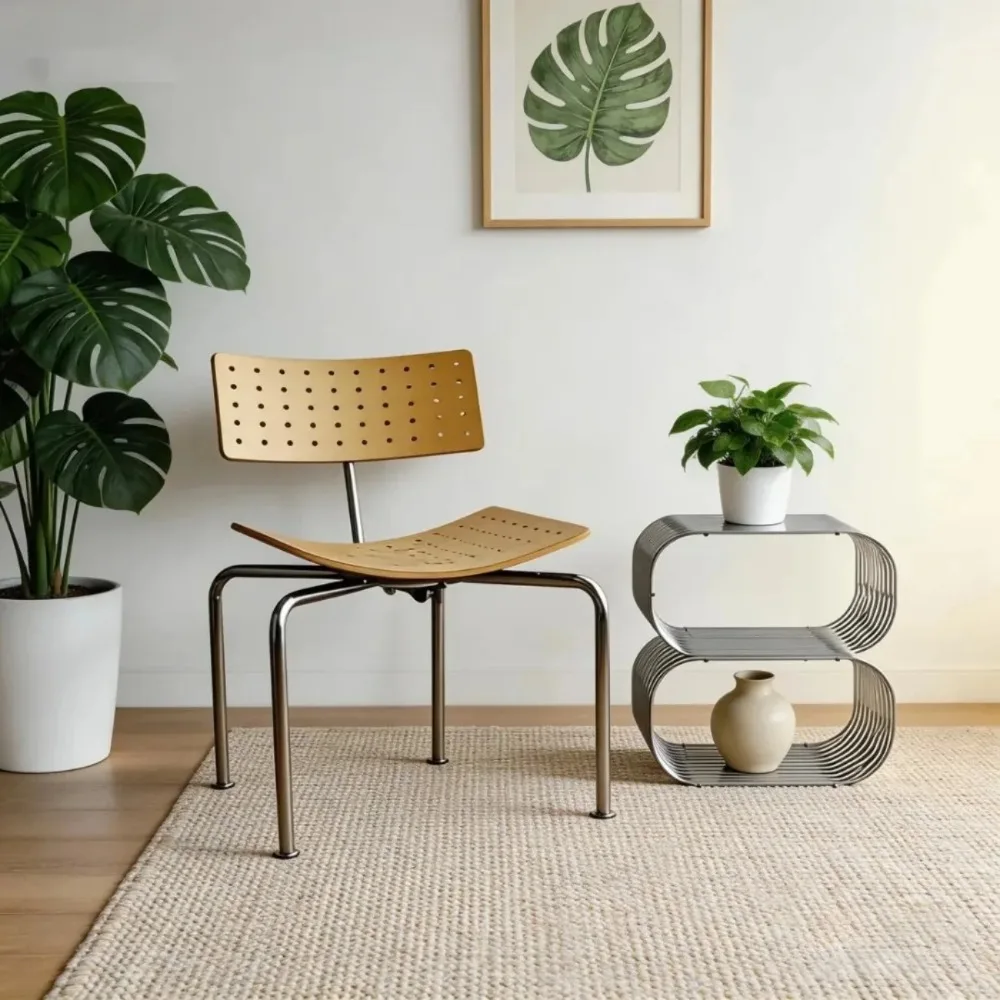 Minimalistischer Silberner Eisen-Beistelltisch Multifunktionales Aufbewahrungsregal Organizer für Wohnzimmer