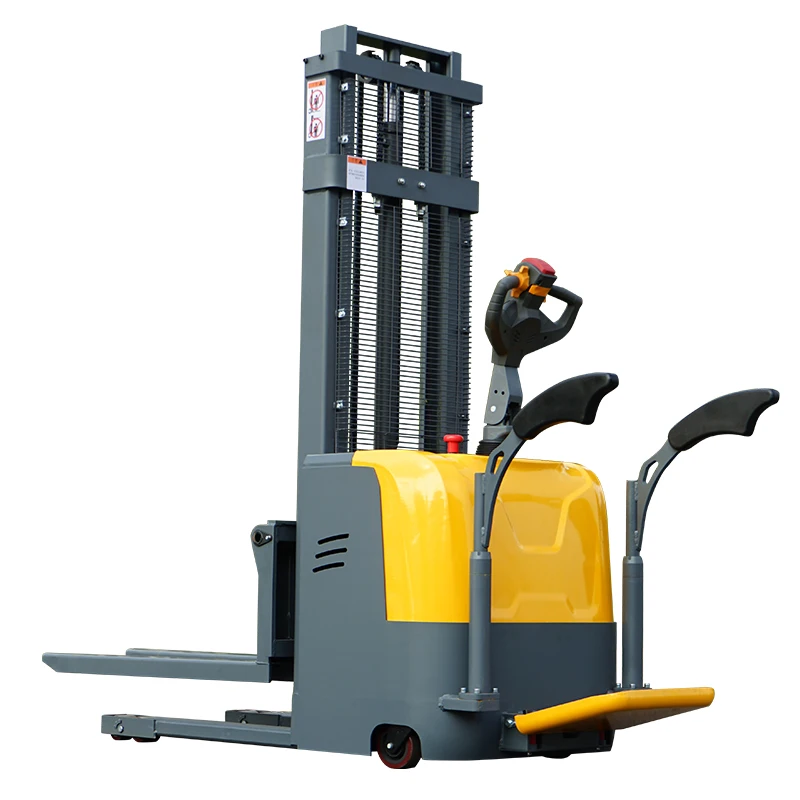 Fully Electric Stacker with Handrail Guardrail Empilhadeira Eletrica 1.5 Ton Battery Operated Pallet Lifter