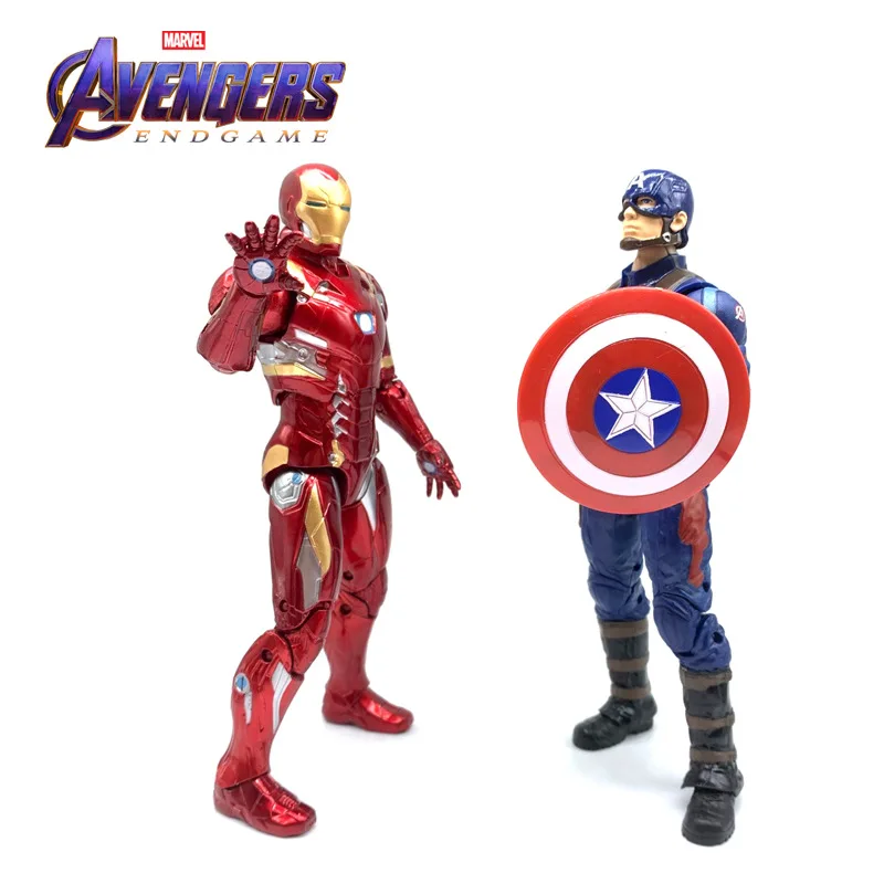 New Hotsale The Avengers Iron Man Spiderman Captain America Action Figure Color Box Desktop Ornament Joint Movable Model Gift