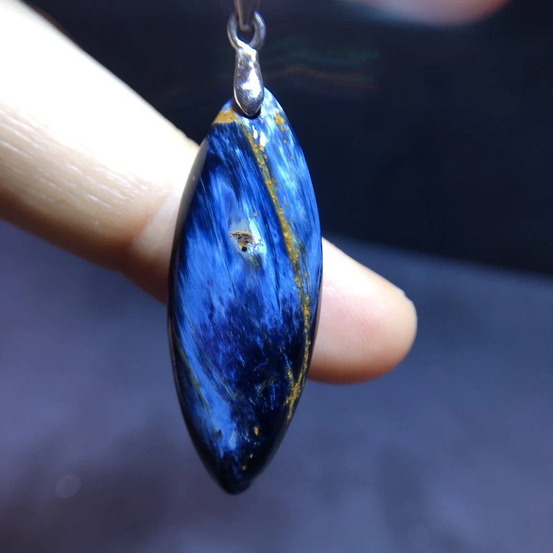 Natural Blue Pietersite Pendant Women Men Fire Pietersite 32.6/12.5mm Namibia Necklace Jewelry AAAAAA