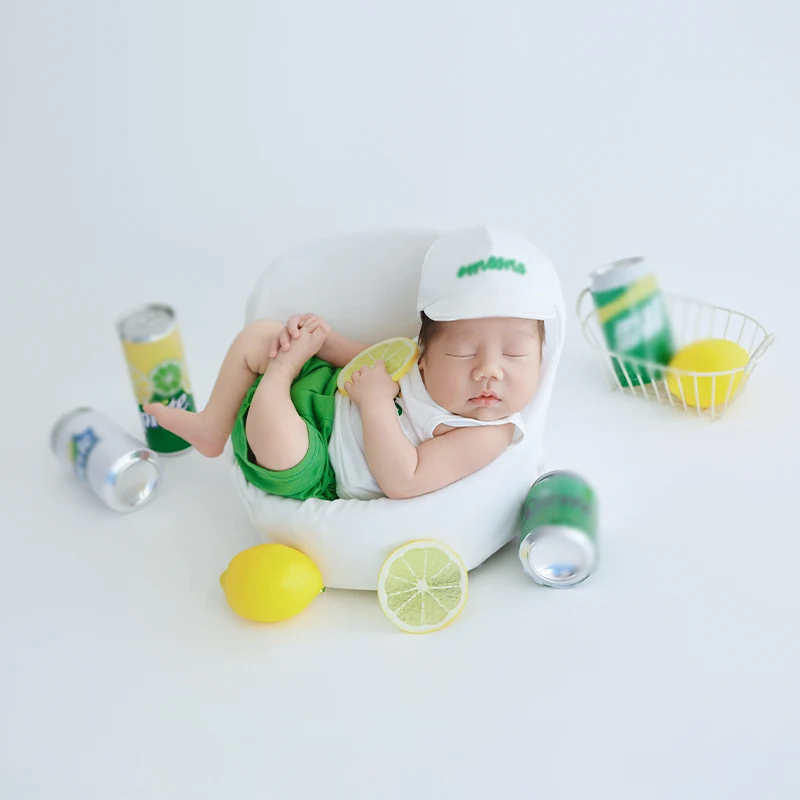 2025 Summer Newborn Photography Props Crisp Themed Photography Costume + Hat Lemon Cola Decoration Props Photography Accessories