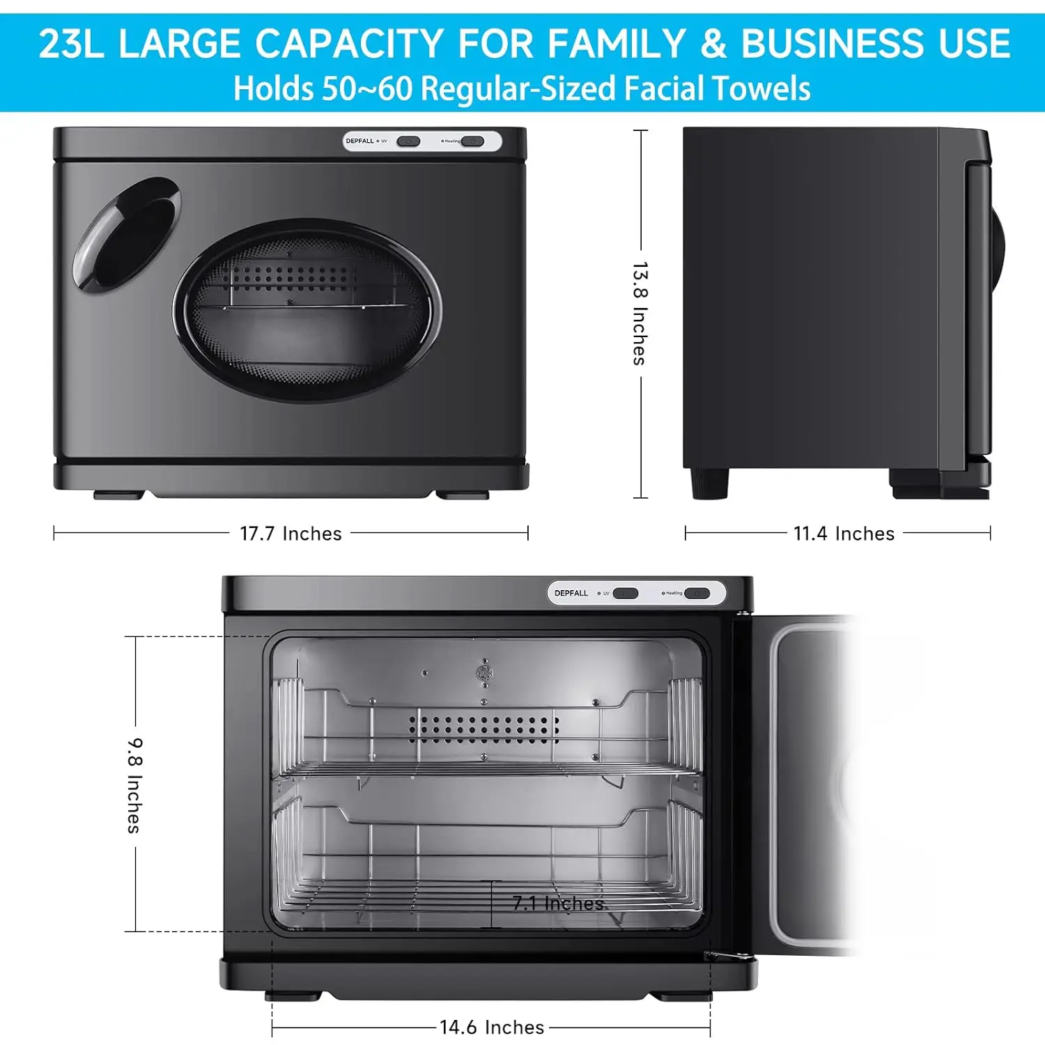 Calentador de toallas caliente profesional, gabinete de toalla caliente de gran capacidad de 23L con ventana transparente, calentadores de toallas de Spa 2 en 1