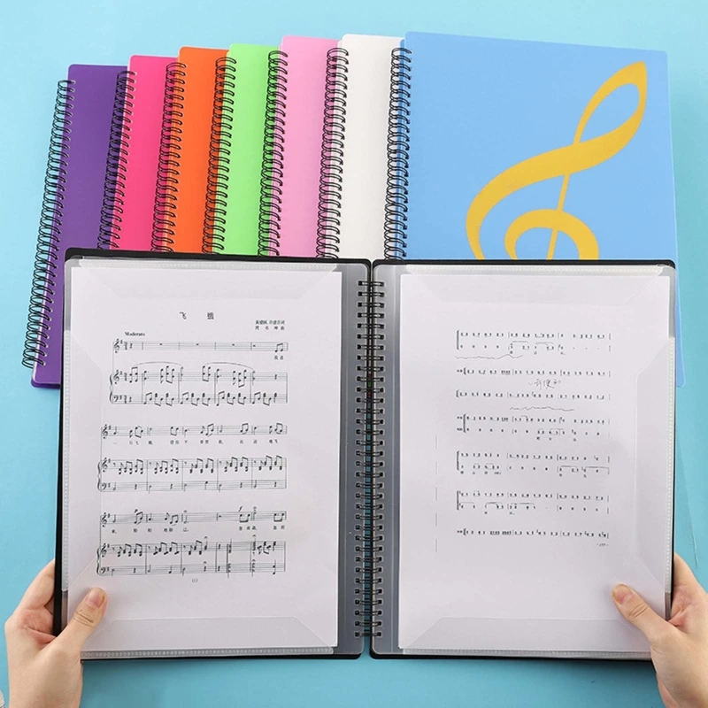 A4 Music Binder Sheet Music Folder Spiral-Bound File Document Folder 40 Pages for Women Men Student School Office Home