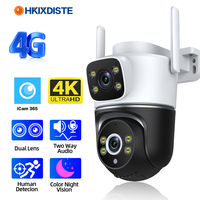 4K 4G Sim Card PTZ IP Camera Outdoor Dual Lens Wireless CCTV Security Surveillance Camera Auto Tracking 4G Cam Two Way Audio