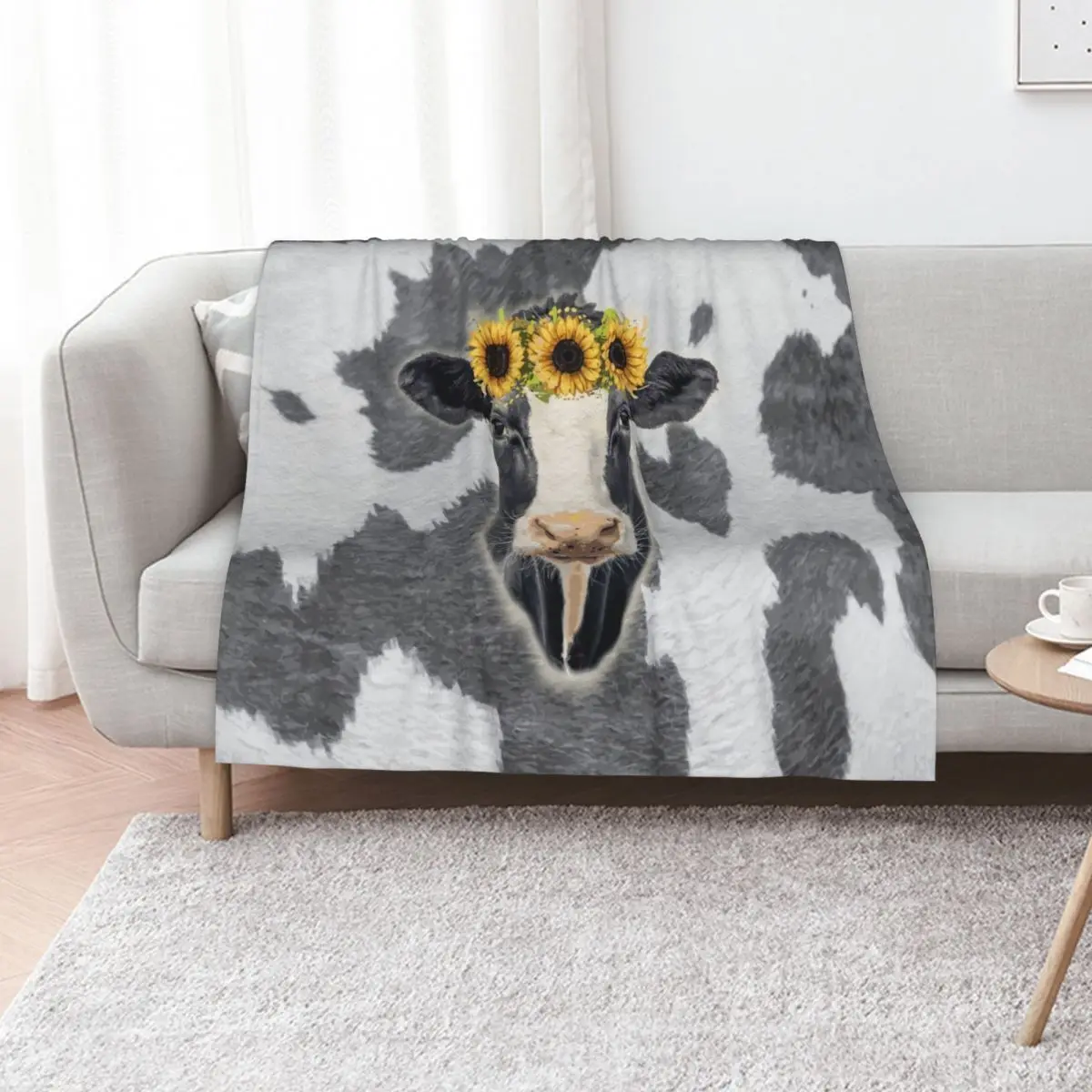 

Milk Cow Crown Throw Blanket Thermal For Decorative Sofa Luxury Throw Nap Blankets