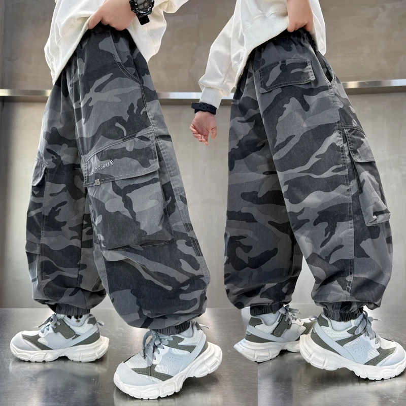 

Cool Casual Kids Camouflage Pants for Boys Spring Autumn Fashionable Children's Clothing Leisure Workwear Big Kids Long Trousers