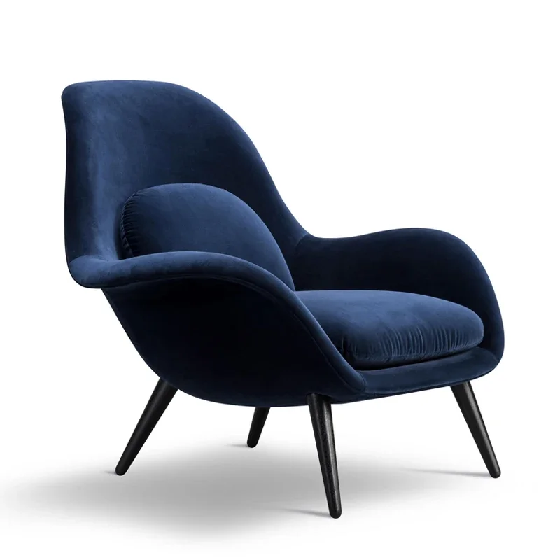 Velvet Upholstered Fabric Wooden Leg Chaise Living Room Furniture Single Sofa Chair Hotel Lounge Leisure Armchair image 6