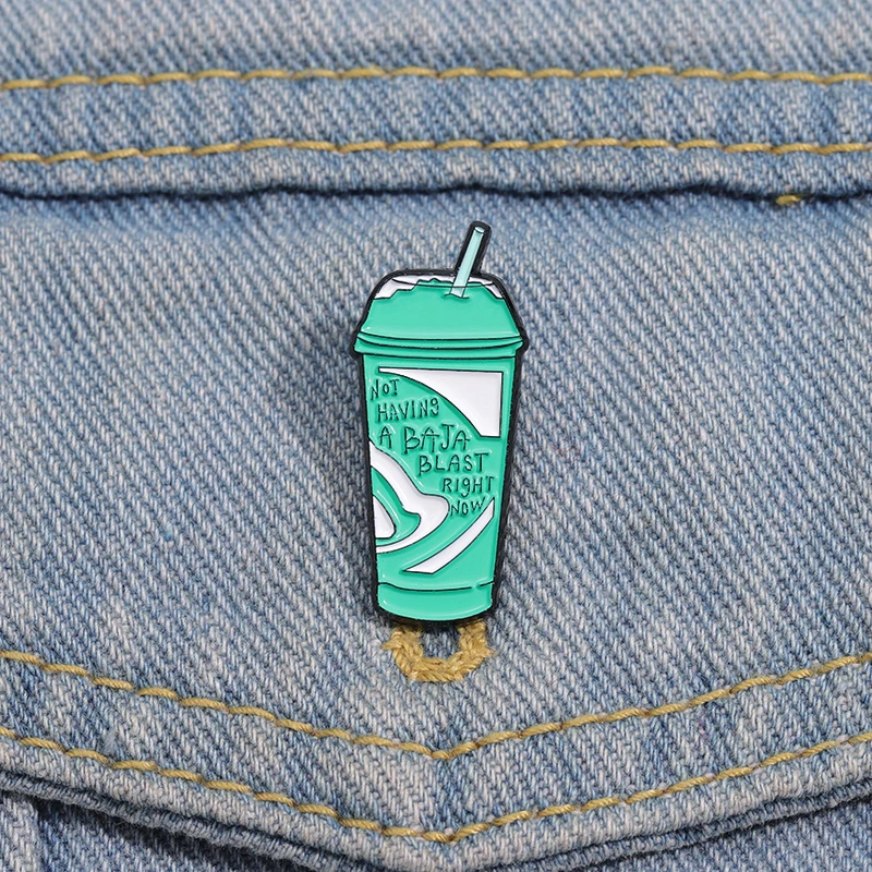 Creative Green Bottle Cup Enamel Pins Not Having A Baja Blast Right Now Brooches Clothes Backpack Jewelry Decorative Lapel Badge