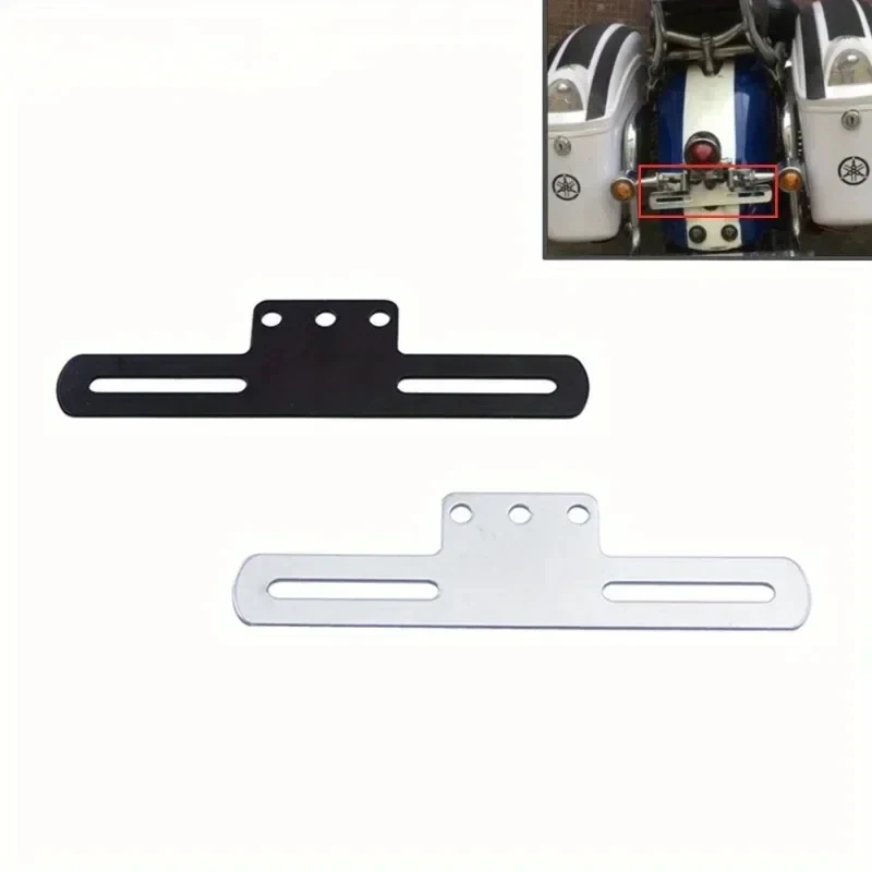 Motorcycle License Plate Holder Bracket with Built in LED Rear Tail Light Brake Lamp Universal Fit for Most Bikes Black Chrome