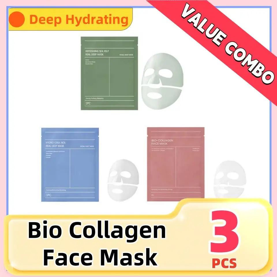 

2/3Pcs Bio Collagen Face Mask Shrink Pores Deep Hydrating Overnight Mask Moisturizing Refreshing Brightening Face Skin Care