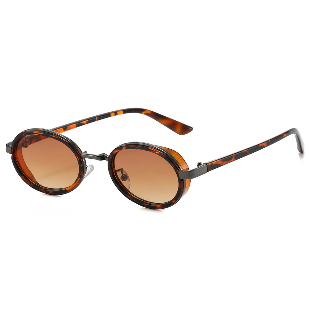 

86106 Steam Punk Sunglasses for Men Women, Retro Classic Fashion Round Sun Glasses, Stylish Compact Oval Metal Shades 603437