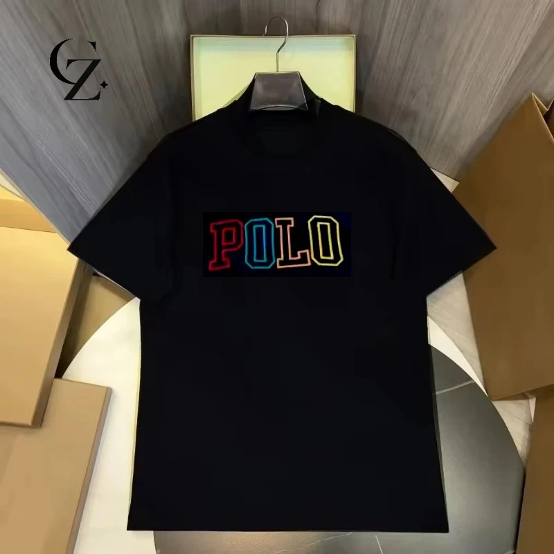 

Летняя футболка-поло из чистого хлопка для детей, новая летняя футболка с буквенным принтом, тонкий топ для мальчиков, детская одежда