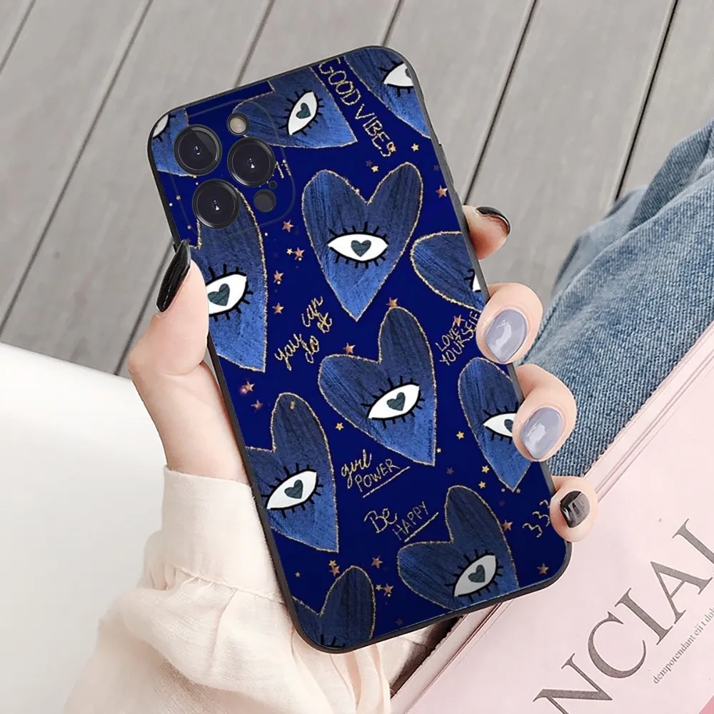 Funny Turkish Lucky Blue Evil Eye Phone Case For iPhone 15 14 11 12 13 Mini Pro XS Max Cover 6 7 8 Plus X XR SE 2020 Funda Shell