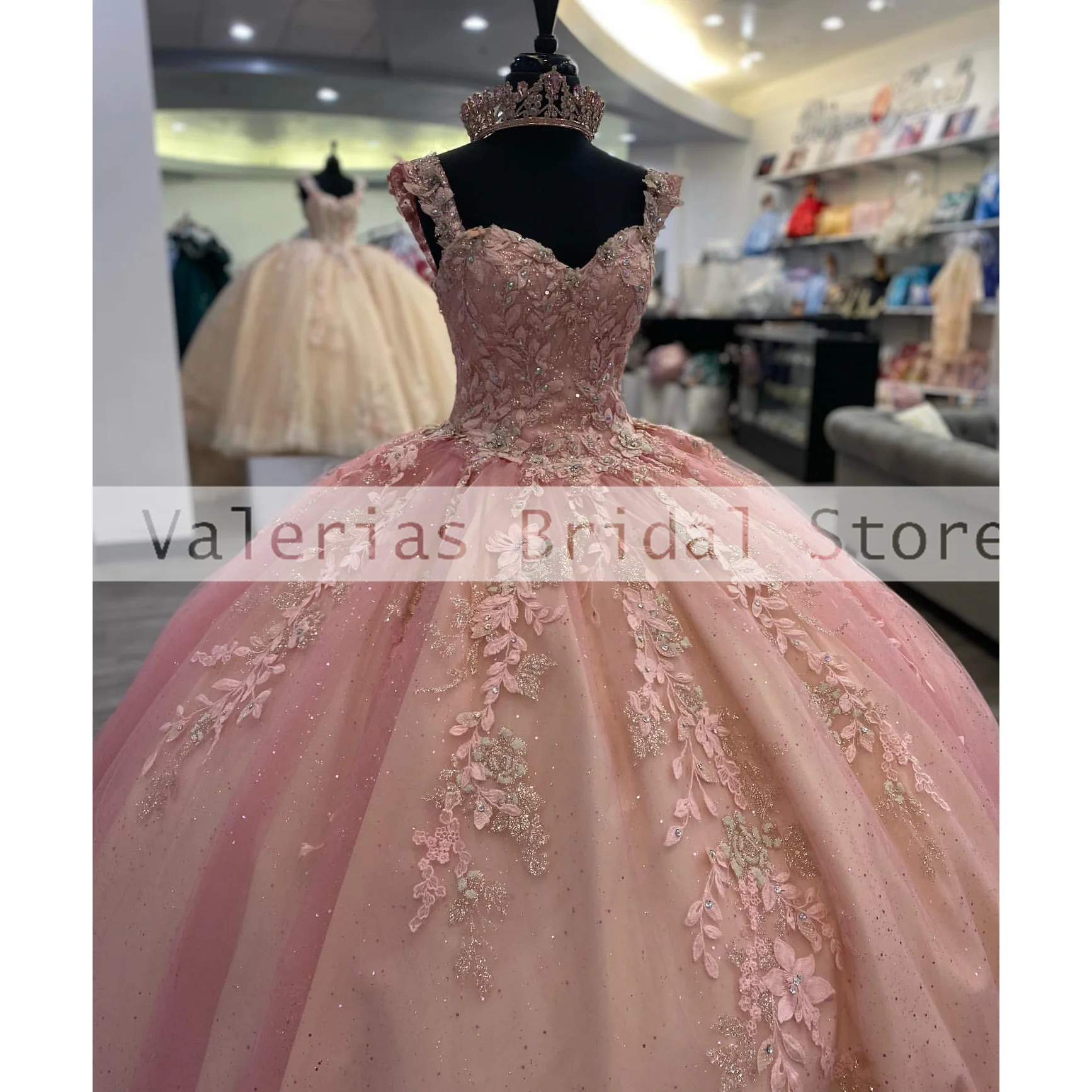 ANGELSBRIDEP-vestido De quinceañera rosa para niña, traje De baile De encaje con apliques, dulce, 16 vestidos formales para fiesta De graduación