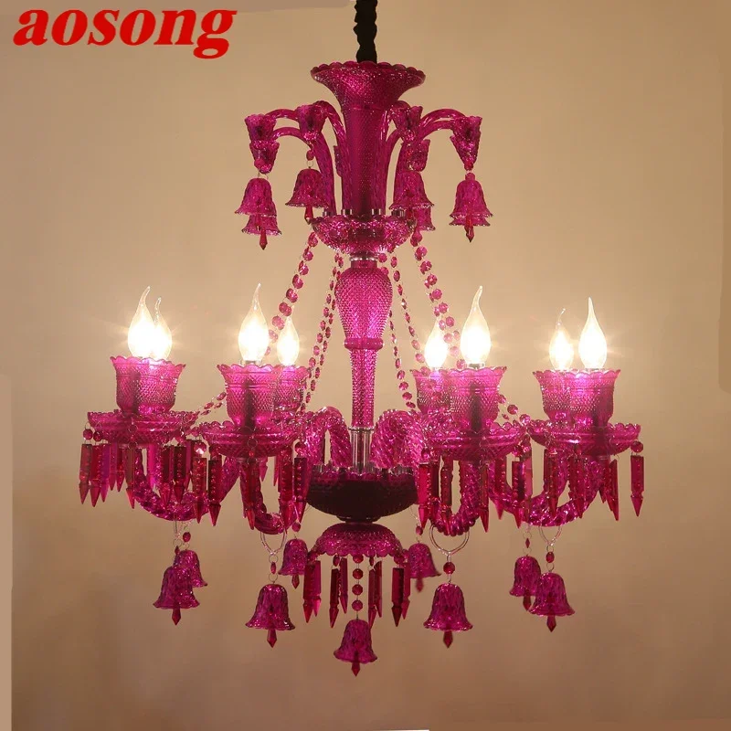 

AOSONG Luxurious Style Crystal Pendant Lamp European Candle Lamp Art Living Room Restaurant Bedroom Villa Chandelier