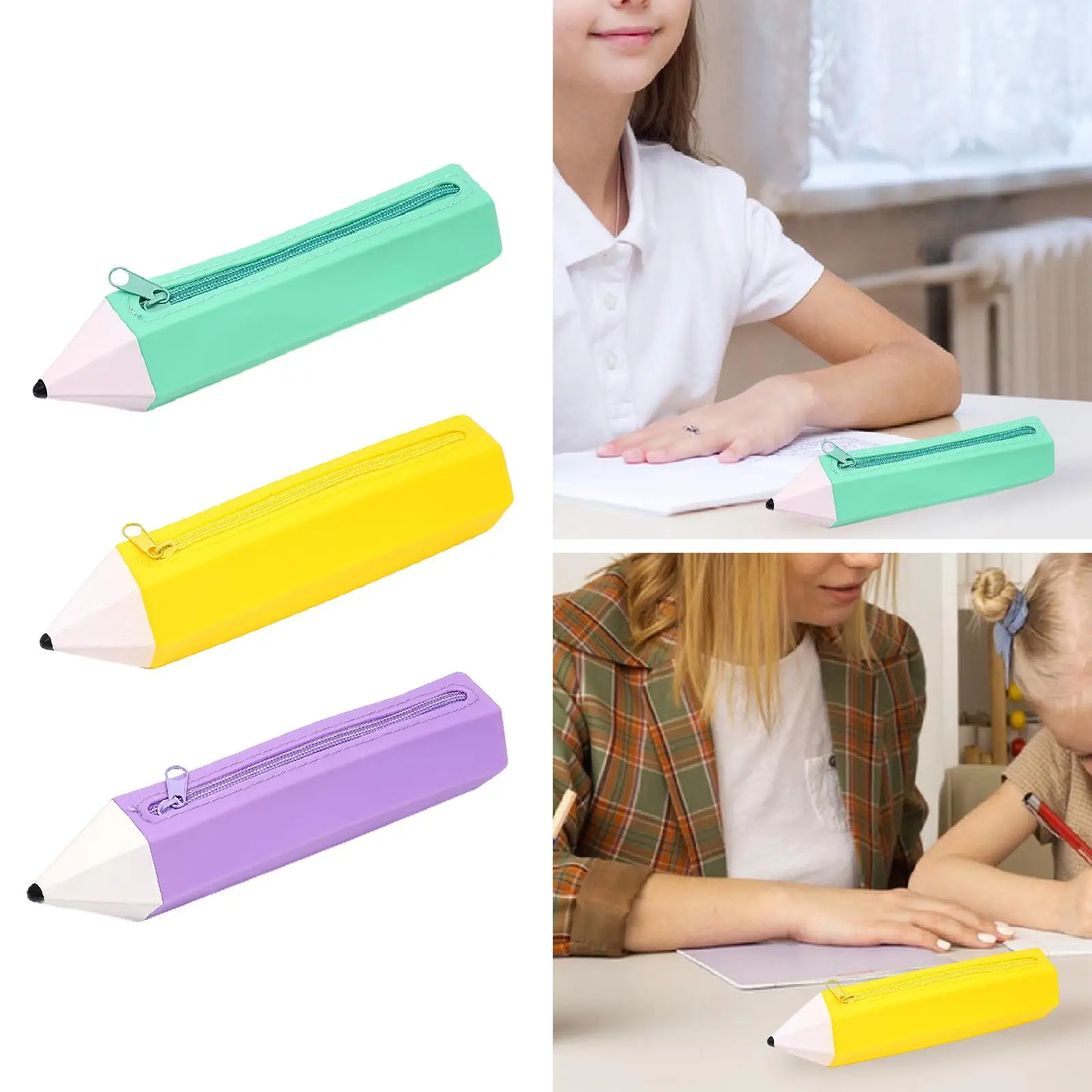 Pencil Shaped Case Pen Holder Zipper Closure Gift Portable Stylish Multipurpose