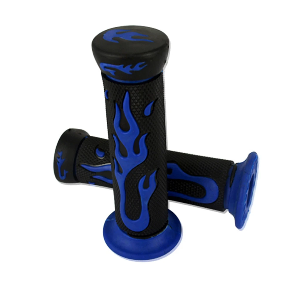 Motorcycle Flame Tread Handlebar Grips with Soft Rubber Build for Non Slip Performance on All Terrain Vehicles
