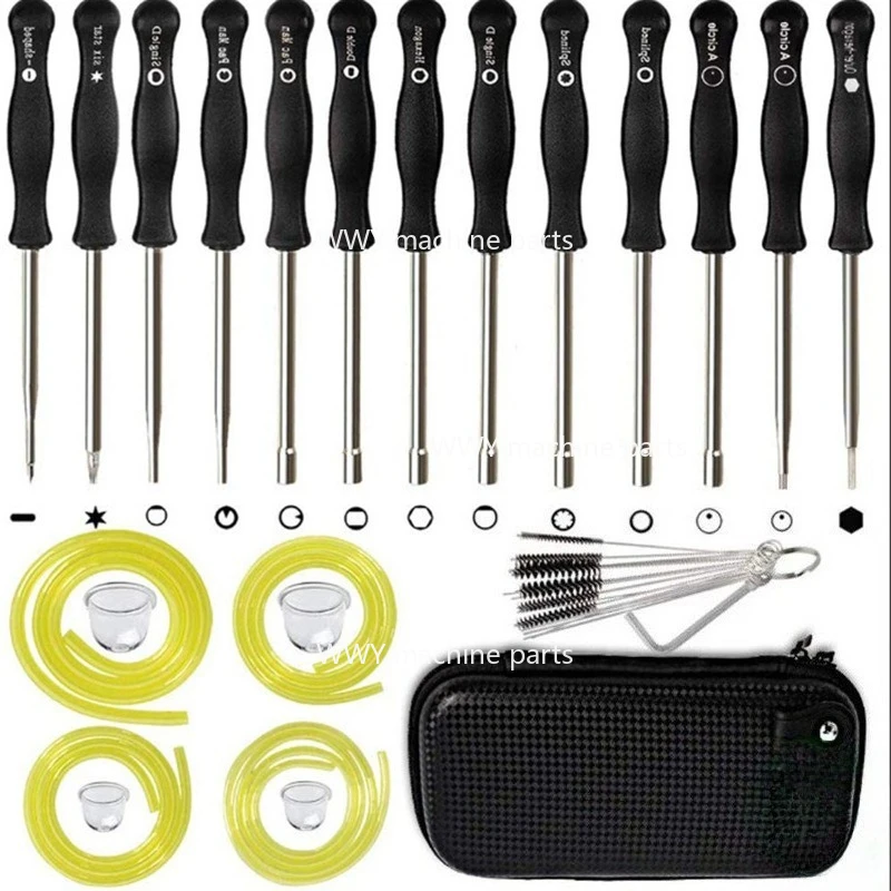 Carburetor Screwdriver 14-piece Set Black Leather Box with Brush Idle Speed Adjustment