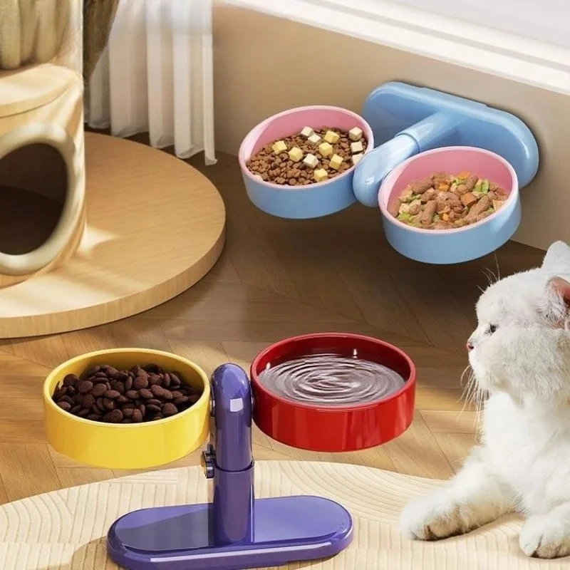 

Нескользящая двойная миска для кошек и собак с подставкой, миска для корма и воды для домашних животных