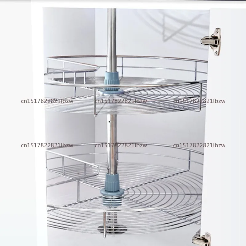 180° Double Layer Kitchen Cabinet Corner Storage Turntable Basket