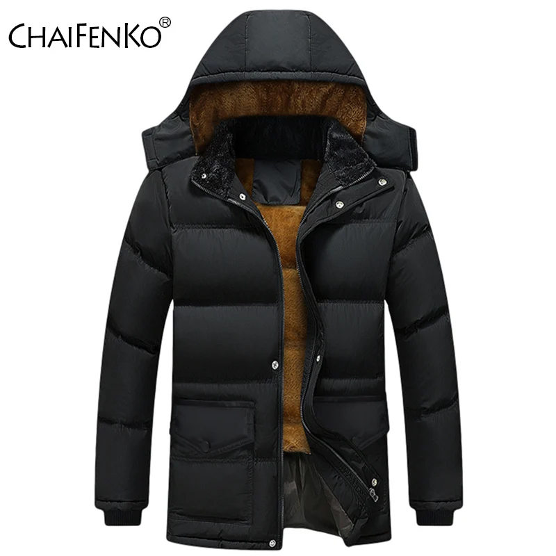 

New Men Keep Warm Removable Hat Coats Winter Fleece Thickening Comfort Tops Outdoors Loose Casual Fashion Solid Parka Men