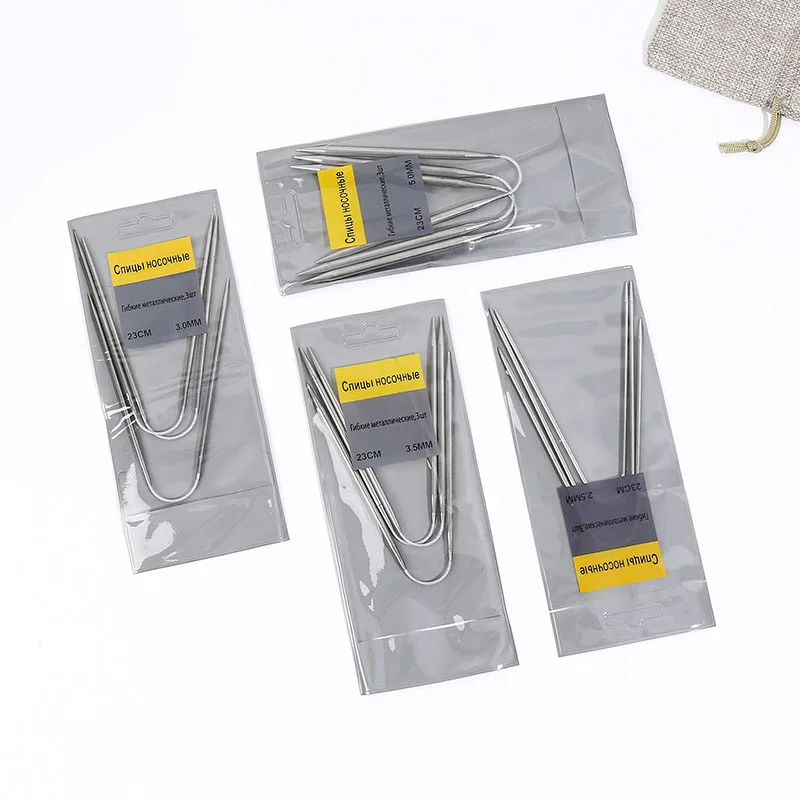 Circular Needles 3pcs Stainless Steel Cable Circular Knitting Stick Needle Set DIY Weave For Baby Doll Sweater Socks Accessories