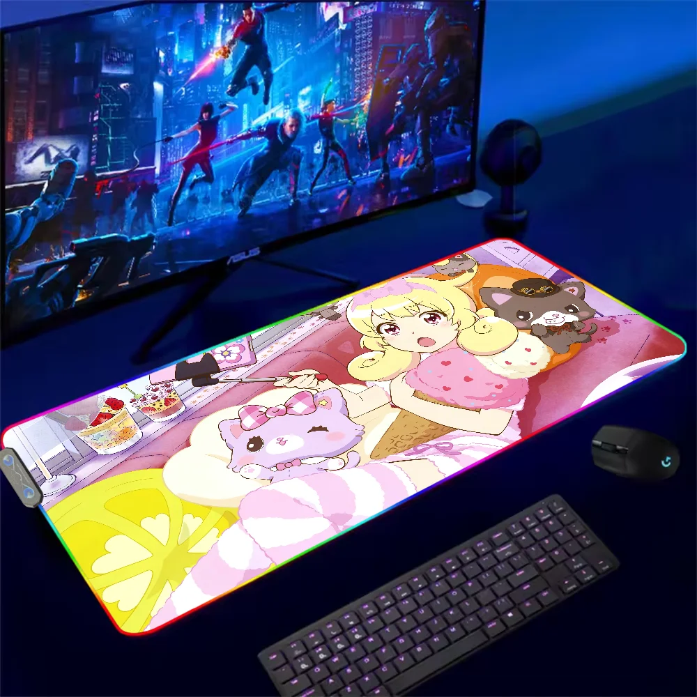 Sanrio Mewkledreamy Cute For Rgb Mouse Pad Xxl Steelseries Laptop Mat Gaming Mousepad Backlit Keyboard